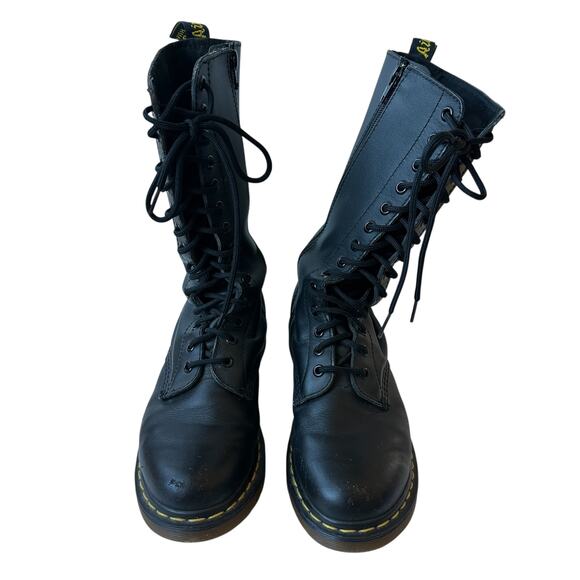 Dr. Martens Celeste Combat Boots Black Leather Angel Wings Women's Size 8 - Picture 5 of 11